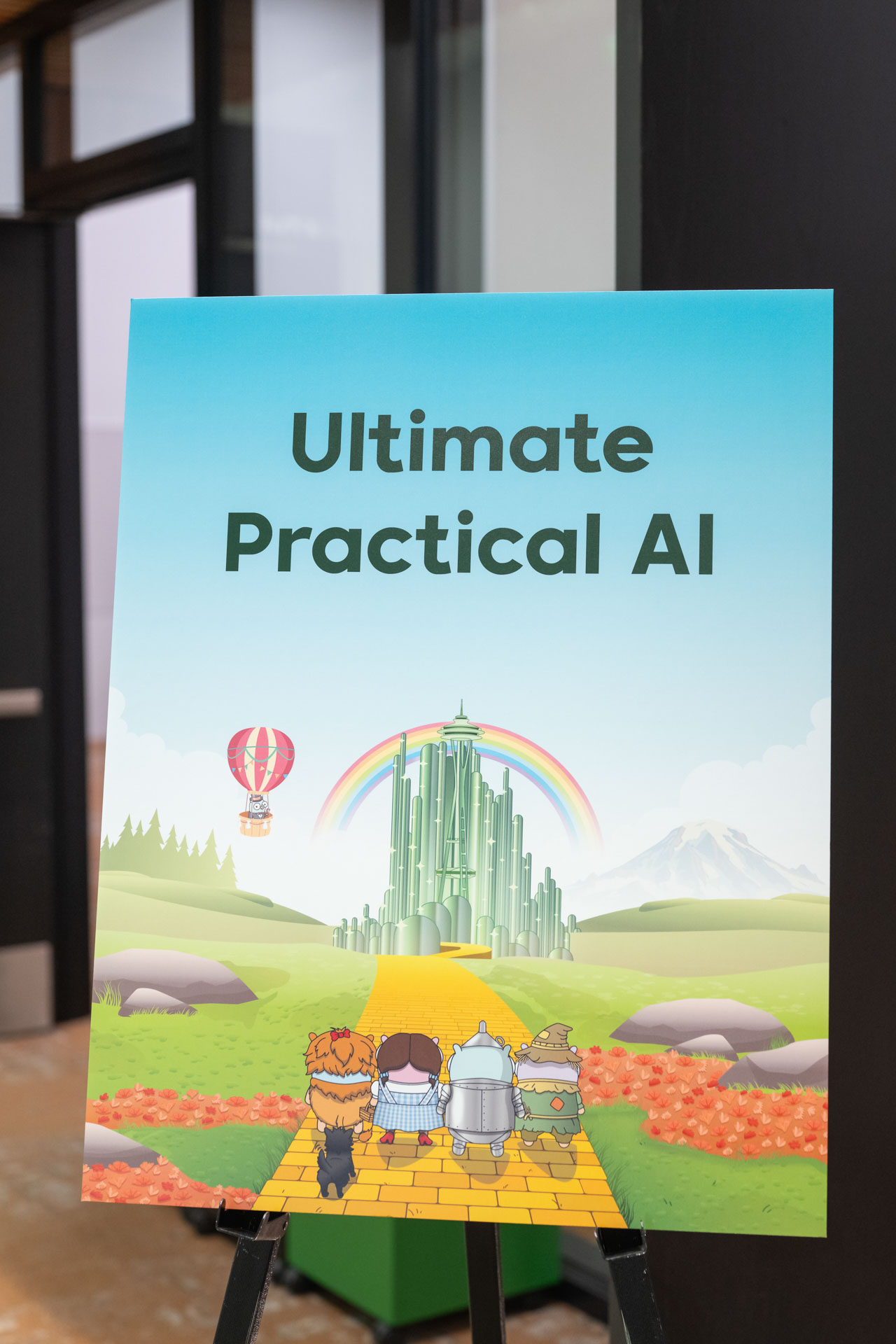 GopherCon US 2026 — Ultimate Practical AI workshop sign outside the training room.