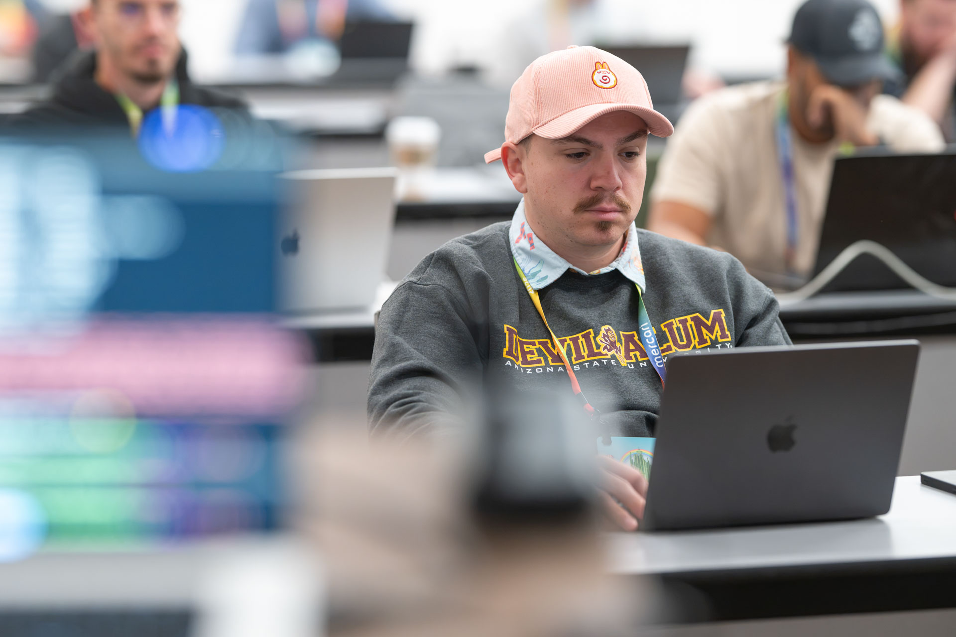 GopherCon US 2026 — a workshop attendee coding along on his laptop.