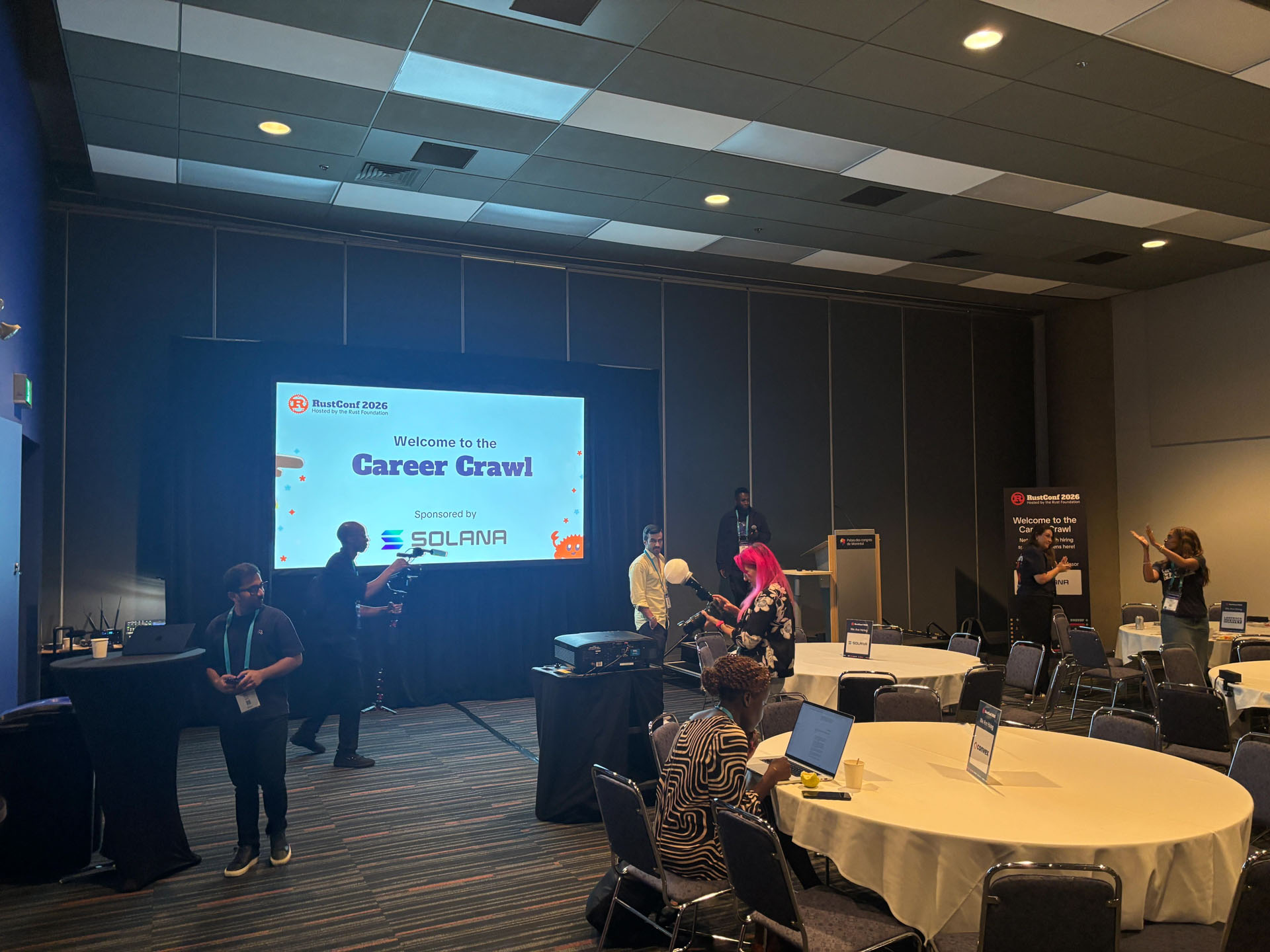 RustConf 2026 — the Career Crawl opening slide as the hiring event gets started.