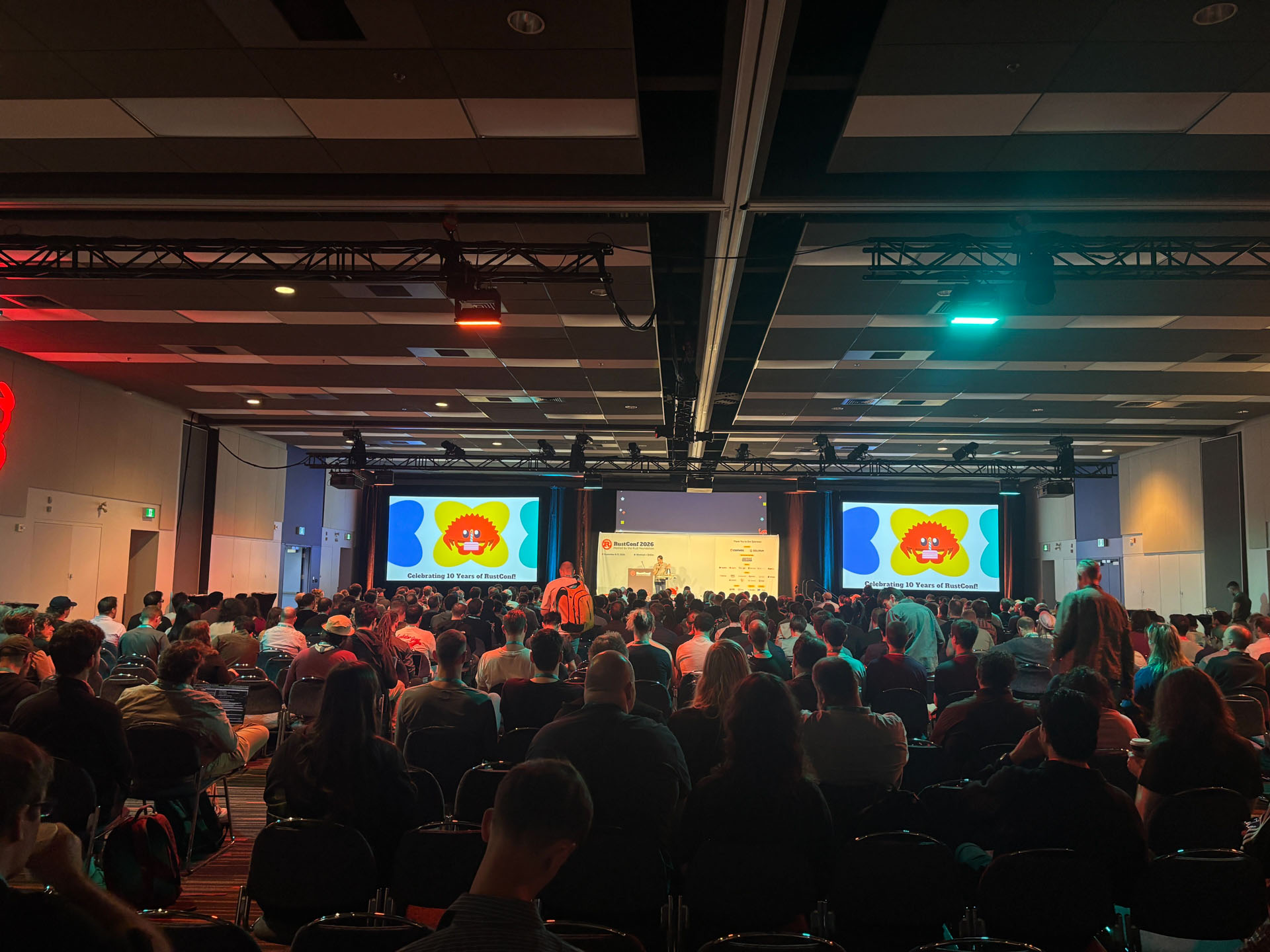 RustConf 2026 — a packed main hall for the opening keynote.