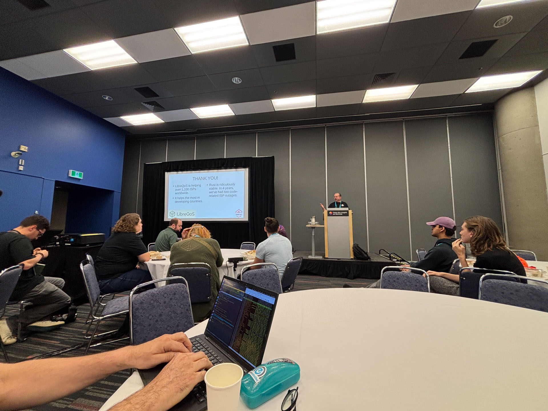 RustConf 2026 — Herbert Wolverson closing his talk on the thank-you slide.