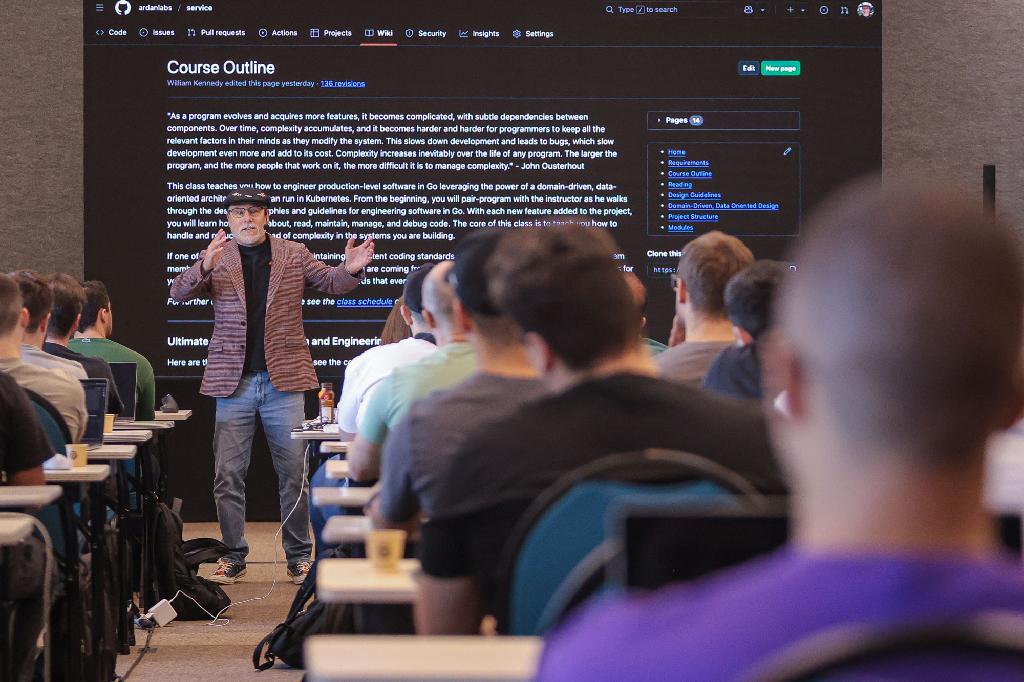 Hands-on workshop or classroom session with participants at a technical conference