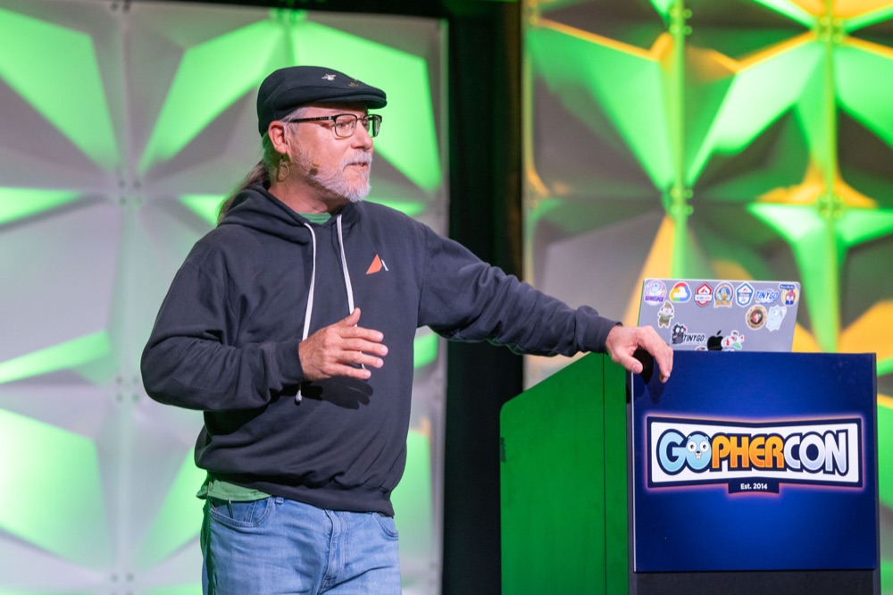 Ardan Labs instructor speaking on stage at GopherCon